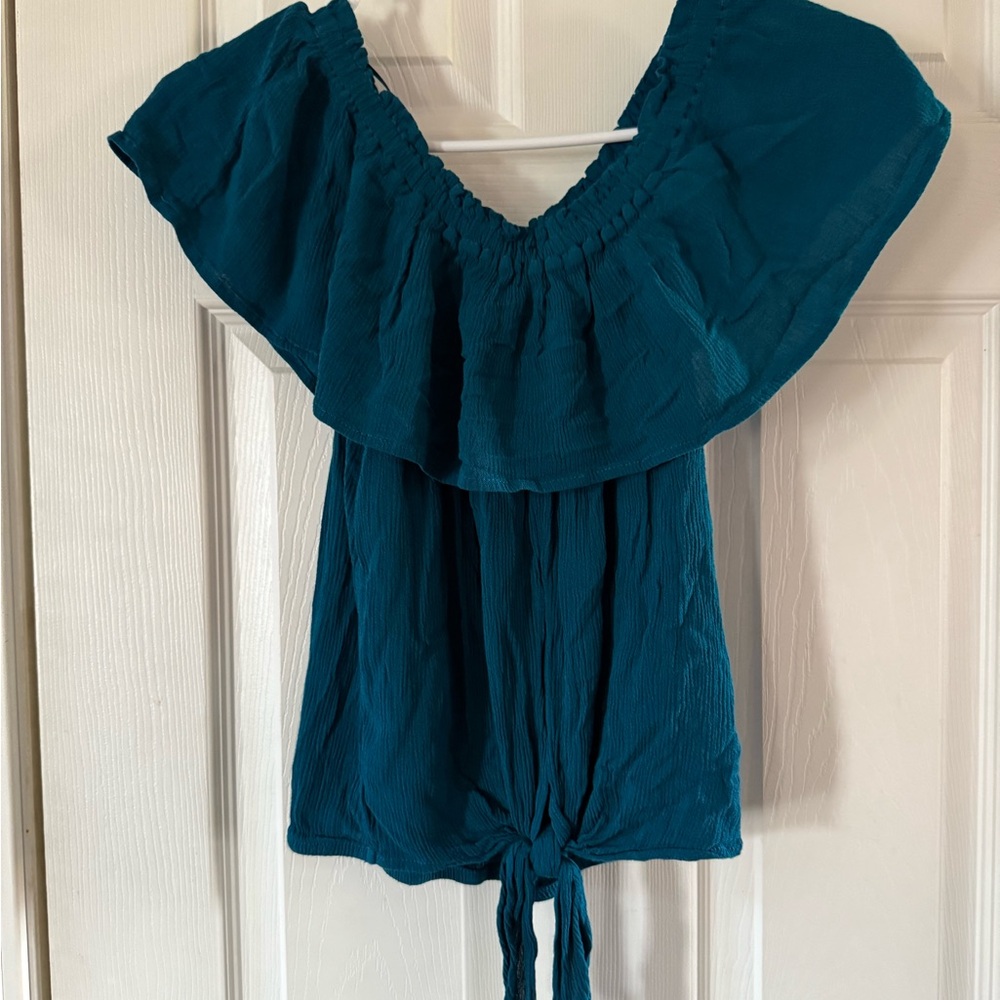 Teal Ruffle Women's Top